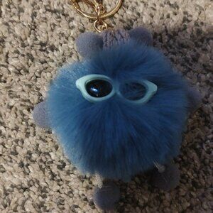 Cute Fluffy Keychain with Gold Accents